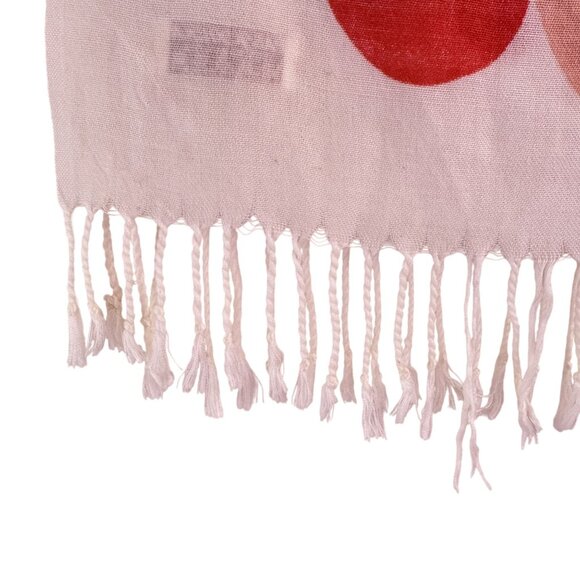 Pashmina Shawl/Scarf 100% Pashmina Wool White Floral Knit Tassle Size 76" x 26" - Picture 6 of 7